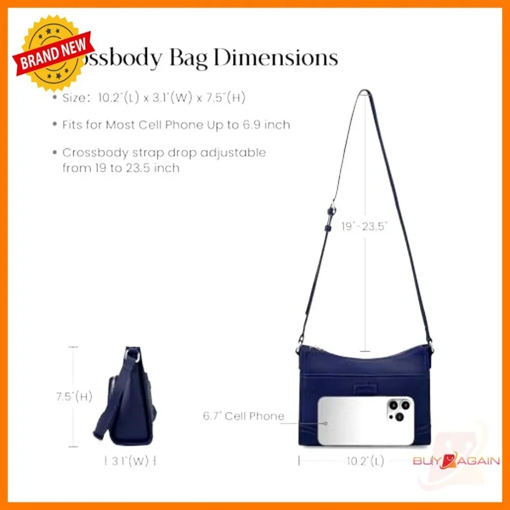 Genuine Leather Crossbody Bag with RFID Wallet, Adjustable Strap - Picture 5 of 7